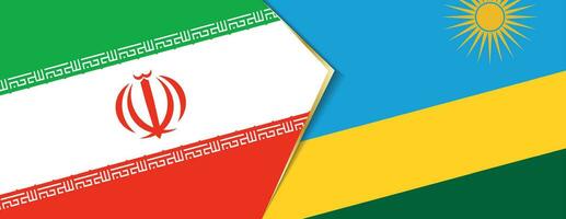 Iran and Rwanda flags, two vector flags.