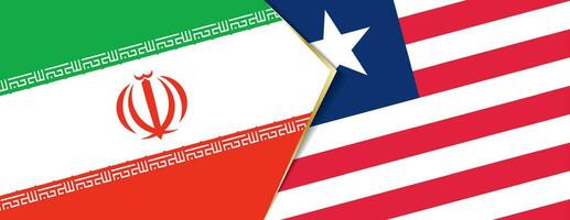 Iran and Liberia flags, two vector flags.