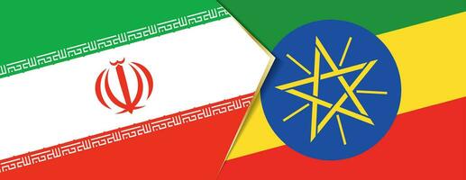 Iran and Ethiopia flags, two vector flags.