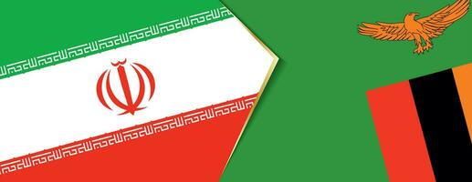 Iran and Zambia flags, two vector flags.