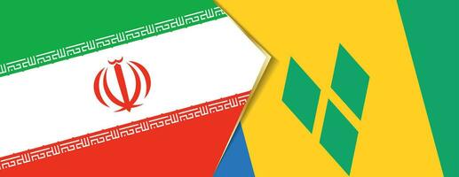 Iran and Saint Vincent and the Grenadines flags, two vector flags.