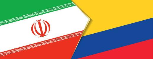 Iran and Colombia flags, two vector flags.