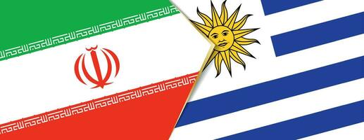 Iran and Uruguay flags, two vector flags.