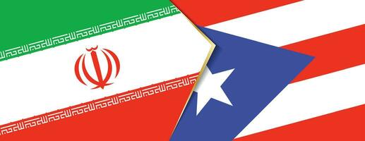 Iran and Puerto Rico flags, two vector flags.