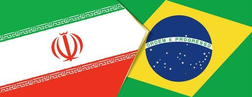 Iran and Brazil flags, two vector flags.