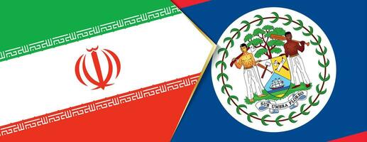 Iran and Belize flags, two vector flags.