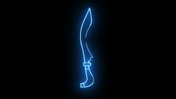 Animation of a typical Indonesian rencong weapon icon with a glowing neon effect video