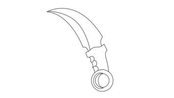 Animation forms a sketch of the Indonesian Minangkabau karambit icon video