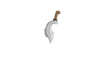 Animation of a typical Indonesian Sundanese cleaver weapon icon video