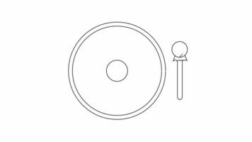 Animation forms a sketch of the gong musical instrument icon video