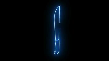 animação do uma facão ícone com uma brilhando néon efeito video