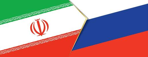 Iran and Russia flags, two vector flags.