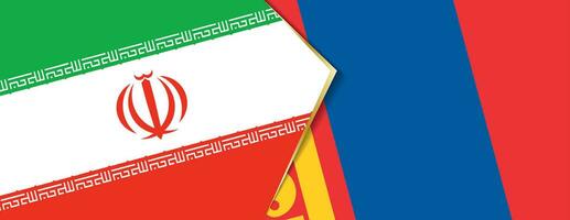 Iran and Mongolia flags, two vector flags.