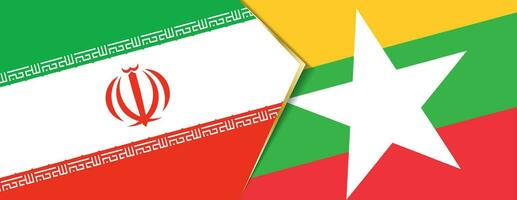 Iran and Myanmar flags, two vector flags.