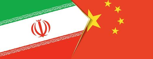 Iran and China flags, two vector flags.