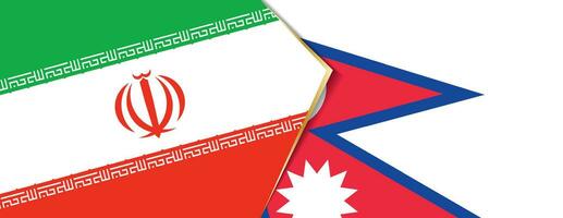 Iran and Nepal flags, two vector flags.