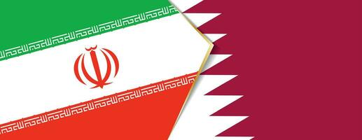 Iran and Qatar flags, two vector flags.