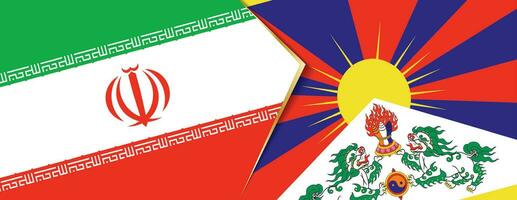 Iran and Tibet flags, two vector flags.