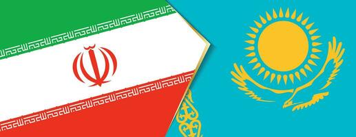 Iran and Kazakhstan flags, two vector flags.