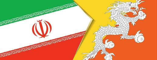 Iran and Bhutan flags, two vector flags.