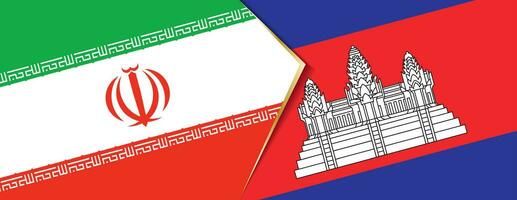 Iran and Cambodia flags, two vector flags.