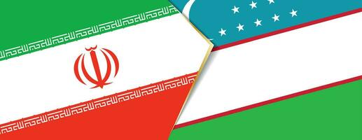 Iran and Uzbekistan flags, two vector flags.