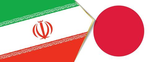 Iran and Japan flags, two vector flags.