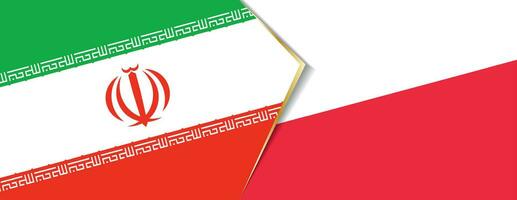 Iran and Poland flags, two vector flags.