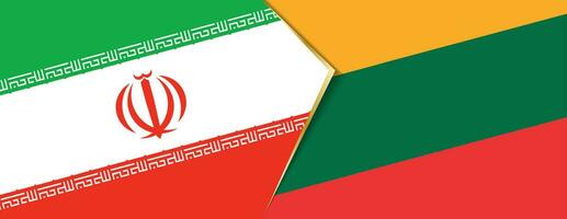 Iran and Lithuania flags, two vector flags.