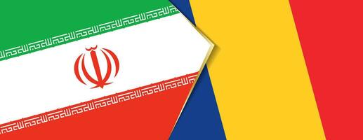 Iran and Romania flags, two vector flags.