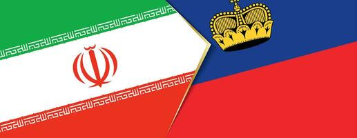 Iran and Liechtenstein flags, two vector flags.