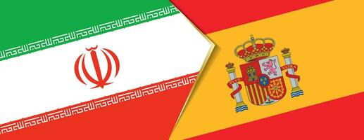 Iran and Spain flags, two vector flags.