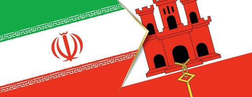 Iran and Gibraltar flags, two vector flags.