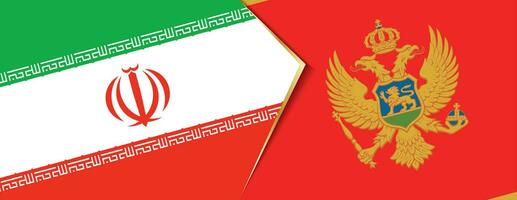 Iran and Montenegro flags, two vector flags.