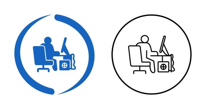 icono de vector de trabajador de computadora