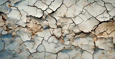 Cracked dry ground, global drought, ground texture, panoramic background - AI generated image photo