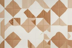White Tile and Walnut Wood Design  with  Seamless Realistic Texture  generated by Ai photo