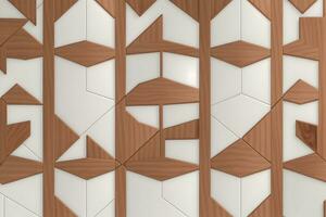 White Tile and Walnut Wood Design  with  Seamless Realistic Texture  generated by Ai photo