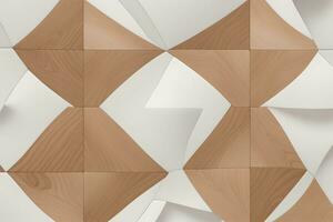 White Tile and Walnut Wood Design  with  Seamless Realistic Texture  generated by Ai photo