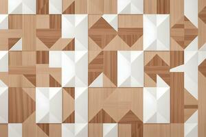 White Tile and Walnut Wood Design  with  Seamless Realistic Texture  generated by Ai photo