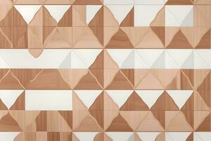 White Tile and Walnut Wood Design  with  Seamless Realistic Texture  generated by Ai photo