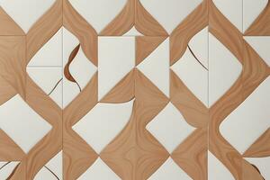 White Tile and Walnut Wood Design  with  Seamless Realistic Texture  generated by Ai photo