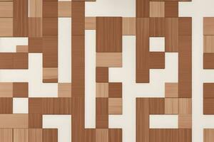 White Tile and Walnut Wood Design  with  Seamless Realistic Texture  generated by Ai photo