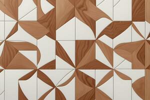 White Tile and Walnut Wood Design  with  Seamless Realistic Texture  generated by Ai photo