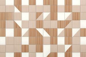 White Tile and Walnut Wood Design  with  Seamless Realistic Texture  generated by Ai photo