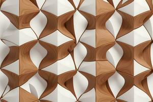 White Tile and Walnut Wood Design  with  Seamless Realistic Texture  generated by Ai photo