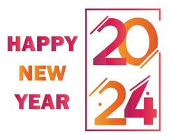 Happy New Year 2024 Holiday Design Orange And Pink Abstract Vector Logo Symbol Illustration