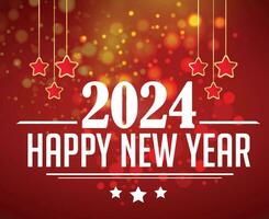 Happy New Year 2024 Holiday Design White Abstract Vector Logo Symbol Illustration With Red Background