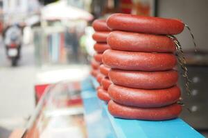 Sausage in turkish culture in a market photo