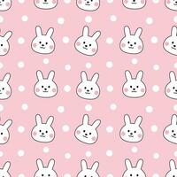 Rabbit cartoon seamless pattern background with pink background vector
